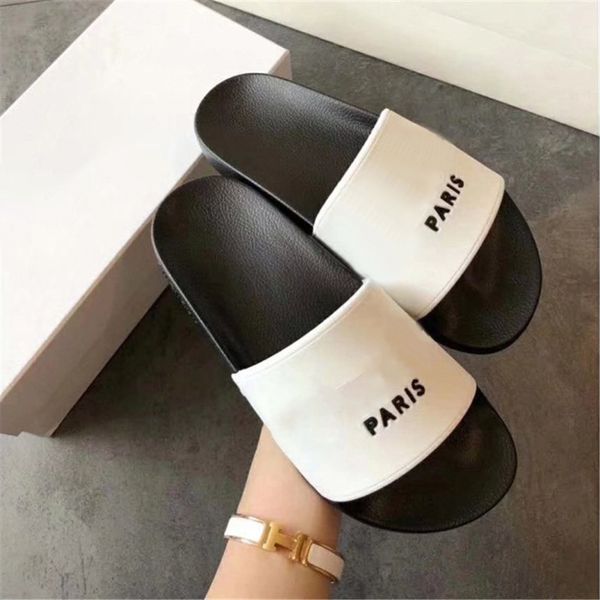 

designer slipper with box fashion slide sandals slippers for men women designer beach flip flops slipper selling, Black