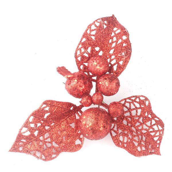 

christmas tree ornaments triangle leaf shiny fruit ear leaves christmas decoration for wedding party arrangements(red) red