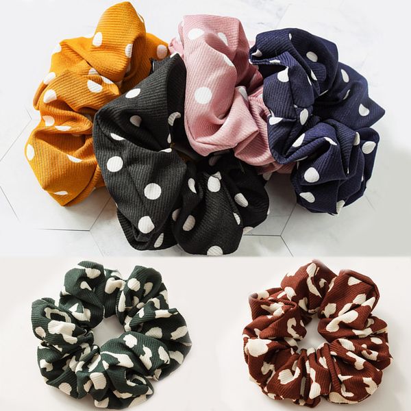

sale horsetail big dots hair rope coiled elastic printing headband gift party bun scrunchie for woman hair accessories 6 colors