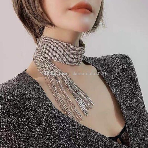 

роскошный и богатый стиль высокого класса личность трейлинг полной цепи бриллиантовое колье ключицы оптовая быстрая доставка, Silver