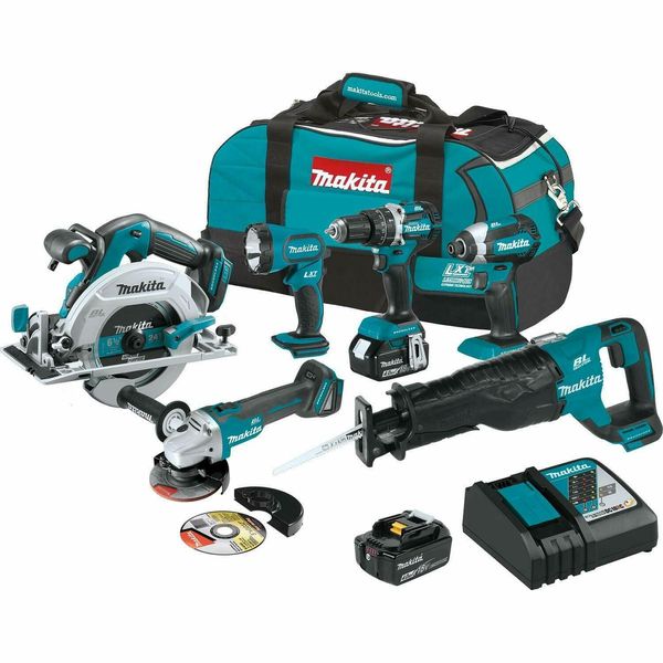 

Makita XT612M 18-вольтный 6-инструментный 4.0Ач литиево-ионный аккумуляторный набор инструментов