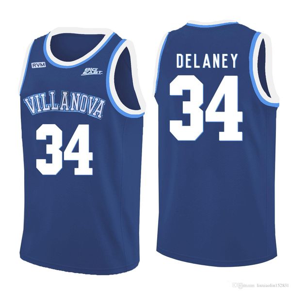 

tim delaney stitched blue round-neck villanova wildcats darrun hilliard donte divincenzo men's white v-neck college jersey, Black