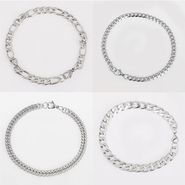 

men's bracelets silver stainless steel link chain bracelets for men women wholesale jewelry gift casual personalized, Black