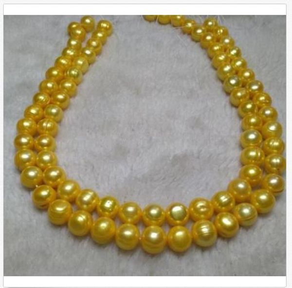 

huge 11-13mm natural south sea genuine golden pearl necklace 35" 14k gold clasp, Silver