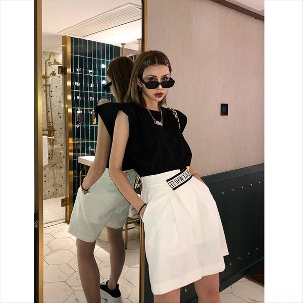 

жилет женщины футболка жилет жилет носить сплошной цвет универсальны рукава футболки черного рыхлой тонких сверху, White