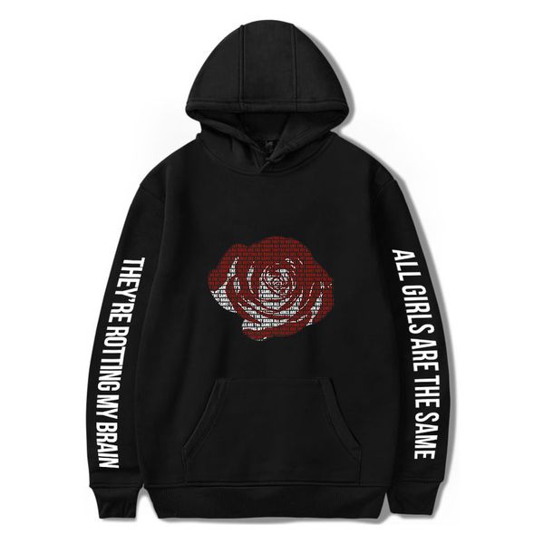 

2019 rapper juice wrld hoodies men/women pop hip hop style youth cool rose hoodies juice wrld sweatshirt, Black