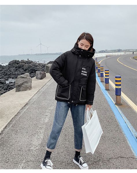 

женская дизайнер пальто мода толстый теплый бархат хлопок повседневный стиль большой размер с капюшоном хлопок одежда женская пальто, Black