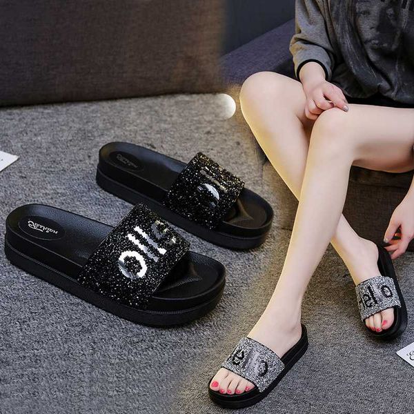 

on a wedge beach shoes med womens slippers outdoor slides platform sabot soft flat bonded leather rubber wedges, Black
