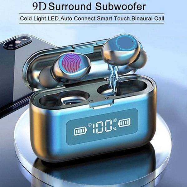 

f9 tws bluetooth 5,0 новые наушники зарядка box беспроводные наушники стерео 9d спорт водонепроницаемая earbuds наушники с микрофоном