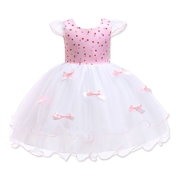 

new girl dress sweet gauze princess dress children fluffy girl party show clothing clothes, Red;yellow