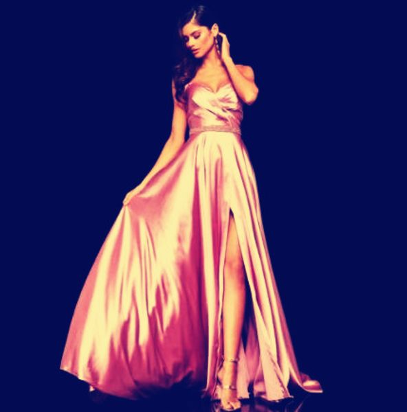 

yousef maxi dresses strapless empire floor-length sleeveless zipper split acetate pink strapless backless d, Black;pink
