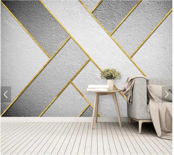 

custom papel de parede 3d, minimalist gold lines abstract geometric murals for living room bedroom sofa background wall