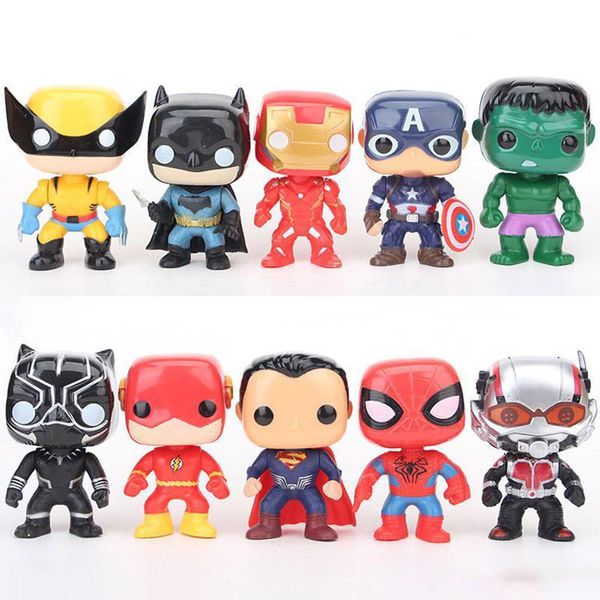 

funko pop 10pcs/set dc justice action figures league & marvel avengers super hero characters model vinyl action & toy figures for children