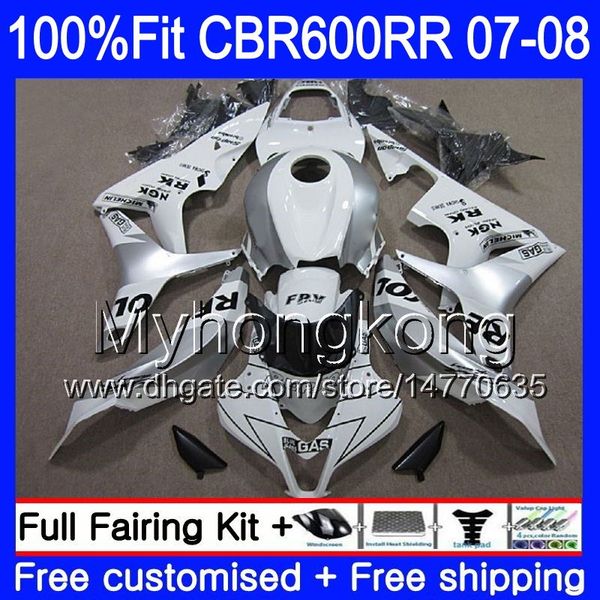 Repsol White nuova iniezione per HONDA CBR600 RR 07 08 CBR 600F5 600 RR F5 07 08 283HM.56 CBR600F5 CBR 600RR CBR600RR 2007 2008 Kit carenatura