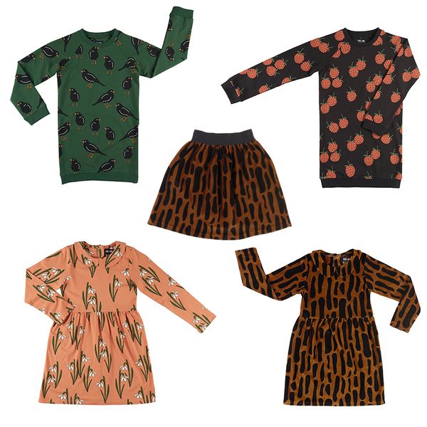 

детские платья 2019 carlijnq brand new autumn winter girls прекрасные печати с длинным рукавом платье младенца хлопка ребенка моды одежды y2, Red;yellow