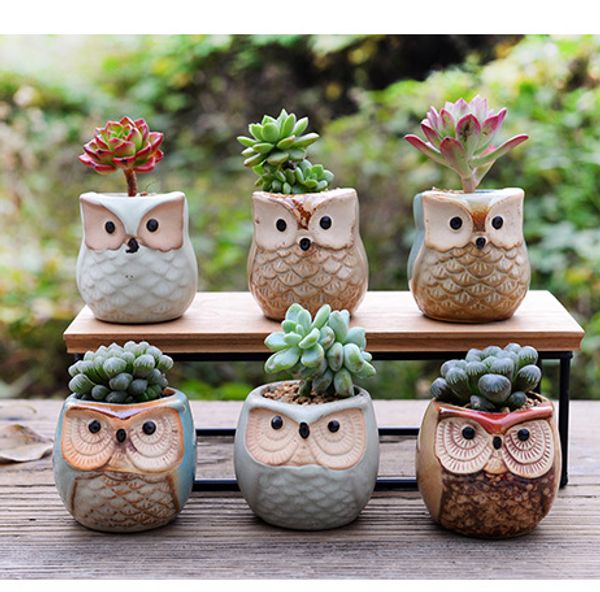 

Creative ceramic owl hape flower pot 2018 new ceramic planter de k flower pot cute de ign ucculent planter pot