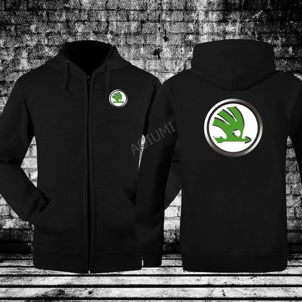 

new fashion long sleeve clothes men hoody solid color skoda sweatshirt casual men jackets, Black