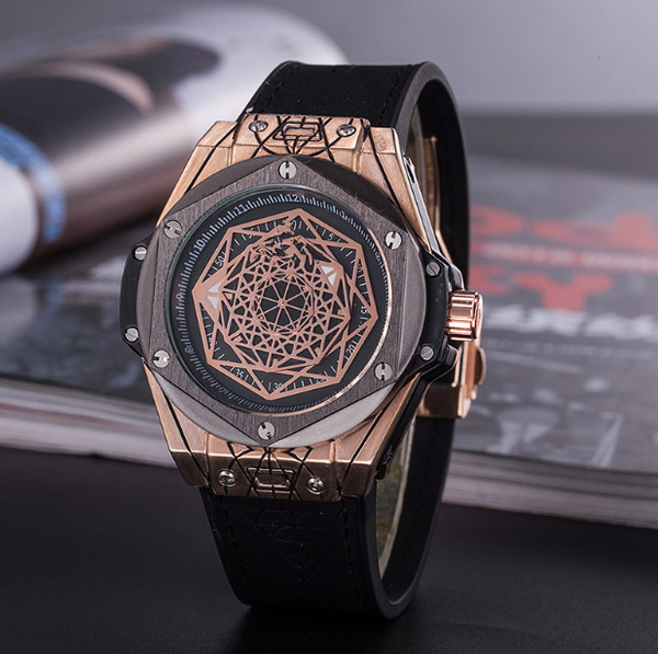

big dial day date mens gold watch tag new brand casual men automatic watches black leather wristwatch master quartz clock, Slivery;brown