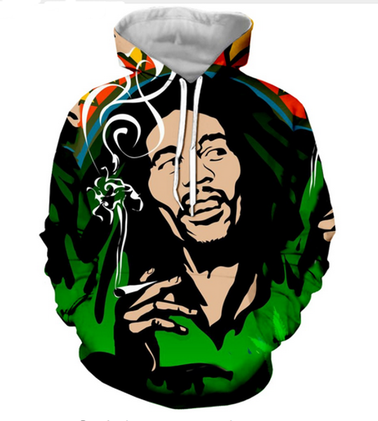 

new fashion cool sweatshirt hoodies 3d print mens womens casual bob marley fashion style streetwear long sleeve clothes rlms0131, Black