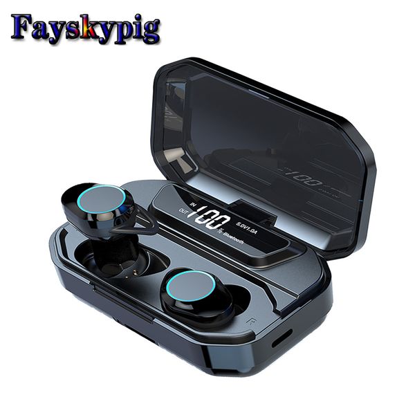 

g02 tws bluetooth earphone 5.0 wireless bluetooth earbuds 9d stereo music headset touch control led display 3300mah power bank