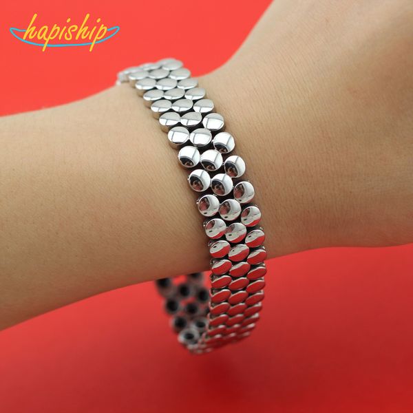

hapiship new fashion women's silver 106 germanium cell 316l stainless steel therapy bracelet emerge power bangle tg04601, Golden;silver