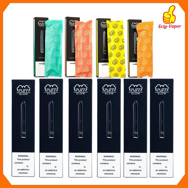 

Горячие СЛОЙКА BAR GLOW Одноразовые устройства Бобы Предварительно заполненные Starter Kit 280mAh Аккумулятор 1,4 мл картридж Vape Pen Код безопасности Светодиодные Испарители
