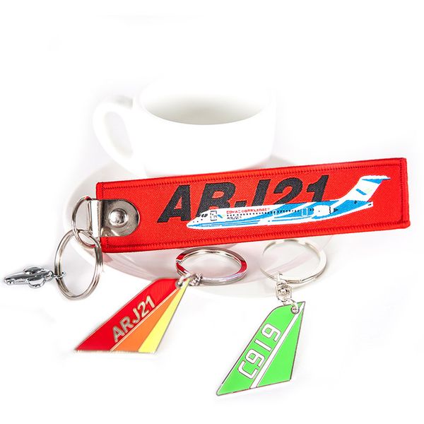 

arj21 c919 air plance travel embroider travel luggage bag tag gift for flight crew aviation keychain, Silver