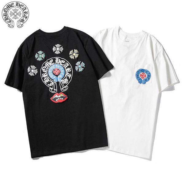 

casual t-shirt men's and women's short sleeve summer short sleeve t-shirt embroidered round neck t-shirt men's 15, White