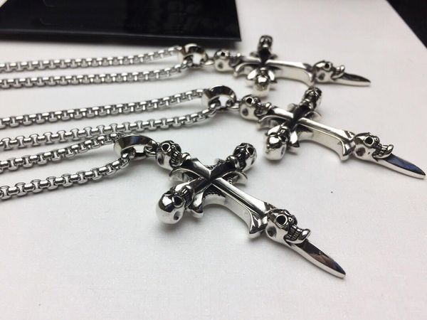 

popular fashion brand ch cross skull designer necklace for lady design man and women party wedding lovers gift luxury hip hop jewelry, Silver