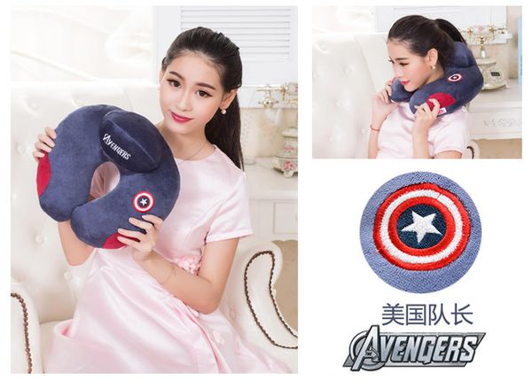 

1pc cartoon big hero u-shaped pillow travel neck pillows health care headrest for body office flight car traveling iron man/hulk