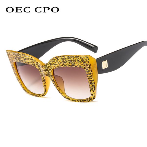 

oec cpo vintage square sunglasses women men big frame fashion gradient shades sun glasses female luxury oculos uv400 o34, White;black