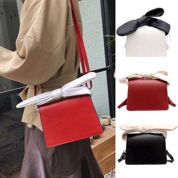 

women bow messenger bag gilrs pu leather famous designer messenger bag small square bags bolsa #t2g
