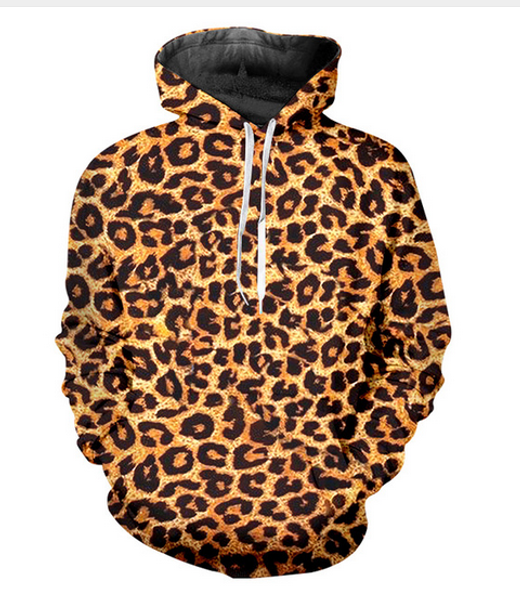 

new fashion couples men women hd leopard funny 3d print hoodies sweatshirt jacket pullover rw016, Black