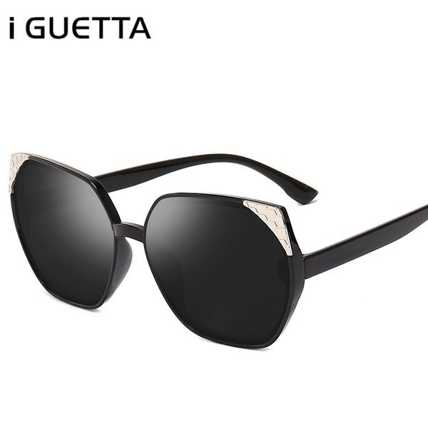 

iguetta fashion cat eye sunglasses women brand designer irregular polygon shape color film lens sun glasses man brand pu-202, White;black
