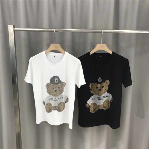 

ss luxurious paris brands design tshirt short sleeve crewneck tee breathable men women lovers fashion bear letter outdoor streetwear t-shirt, Gray;blue