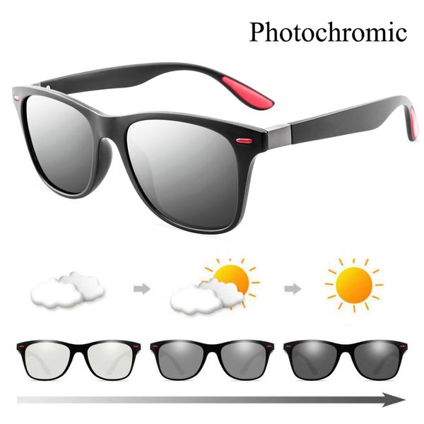 

2019 new pchromic sunglasses polarized clear sun glasses men women eyewear vintage retro goggles, White;black