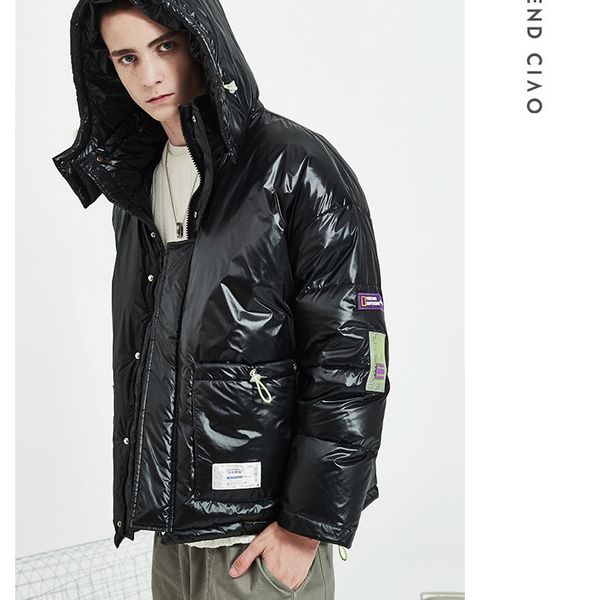 

mens designer down coat luxury badge sticker thick clothes brand casual warm hooded jackets winter outdoor streetwear womens coat sell, Black