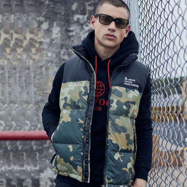 

fashion men warm cotton jacket vest fashion casual tide men's wear, Black;white