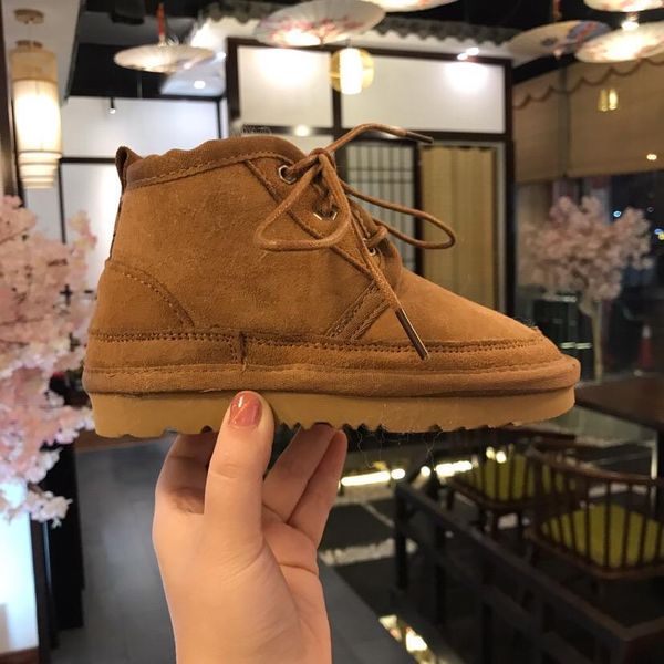 

2019 classic brand u designer g lace-up casual baby boys girls snow boots big kids g snow boots fur integrated keep warm enfant winter boots, Black;grey