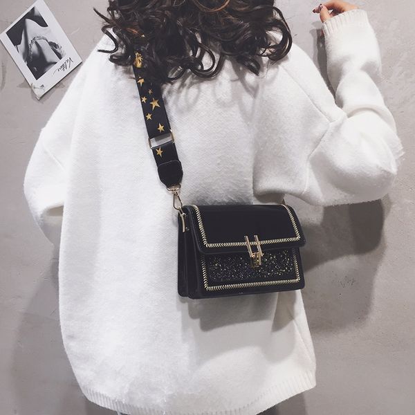 

patent leather small bag women's bag new 2019 high sense small square texture casual shoulder square