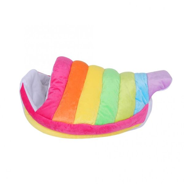 

puppy pet cat dog soft warm nest kennel bed cave house sleeping bag mat lovely rainbow soft warm mat for all seasons