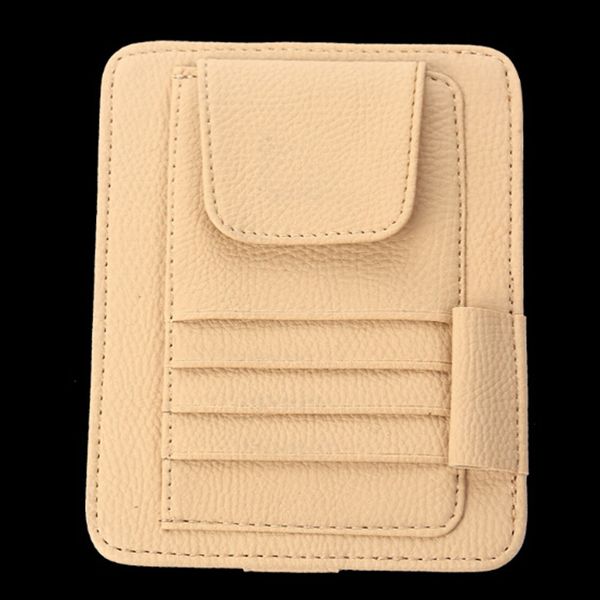 

4 color pu leather car sun visor glasses clip/documents folder/card holder multifunctional storage bag clip