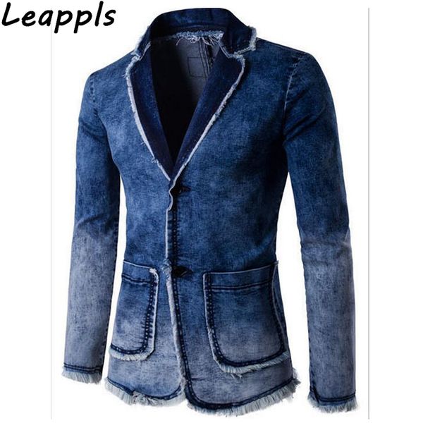 

leappls denim blazers men casaco fashion punk style mens jeans blazer jacket brand-clothing windbreaker veste costume homme new, White;black