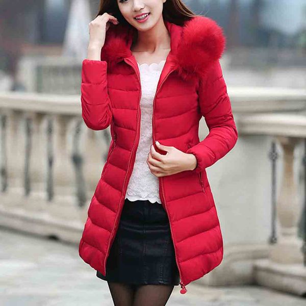 

2019 new winter jacket women warm fur long coat cotton parka fashion slim thick women's jacket coat manteau femme#4, Black