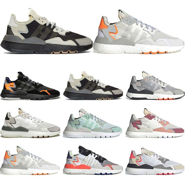 

wholesale nite jogger eqt 3m reflective running shoes for men women triple black white breathable trainer sports sneakers size 36-45