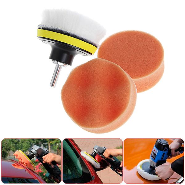 

5pcs 3 inch 4inch 5inch m10 sponge waxing buffing polishing pad kit with drill adapter