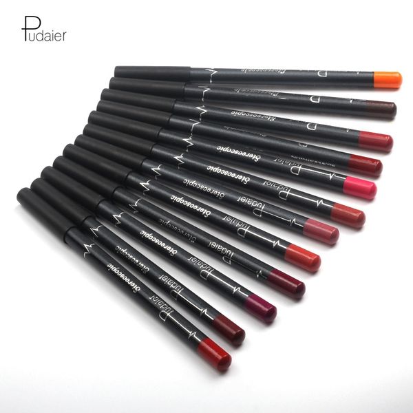 

pudaier 6pcs/set lip liner matte lipstick not dry lips makeup lipliner 12 colors pencil smooth colorful silk nude pigments