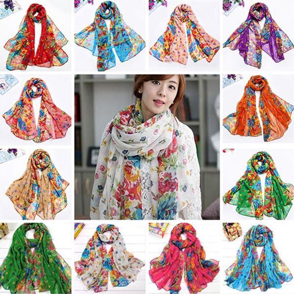 

fashion women flower floral print soft long wrap scarf stole shawl xmas gift