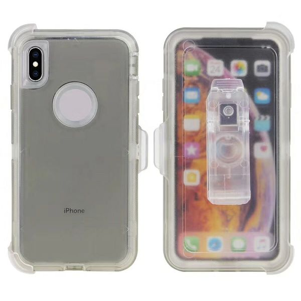 

Hybrid tran parent clear armor robot defender ca e for iphone 6 7 8 plu x x max xr cover with belt clip