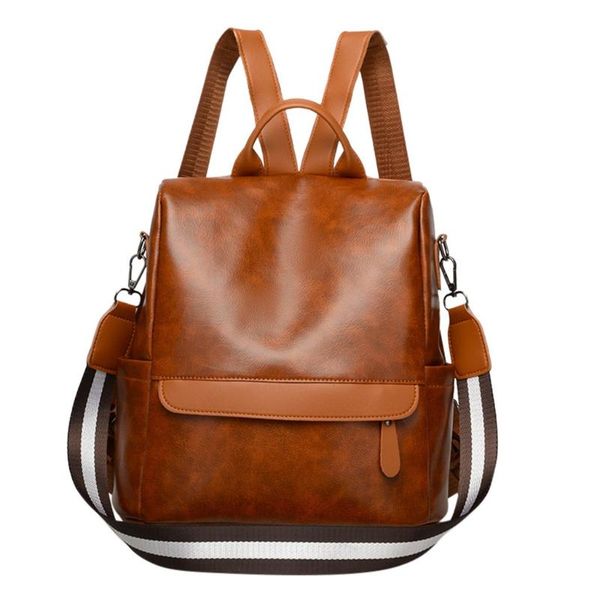 

casual backpack female leather women's backpack large school bag for girls zipper fashion shoulder bags anti theft book bag sac